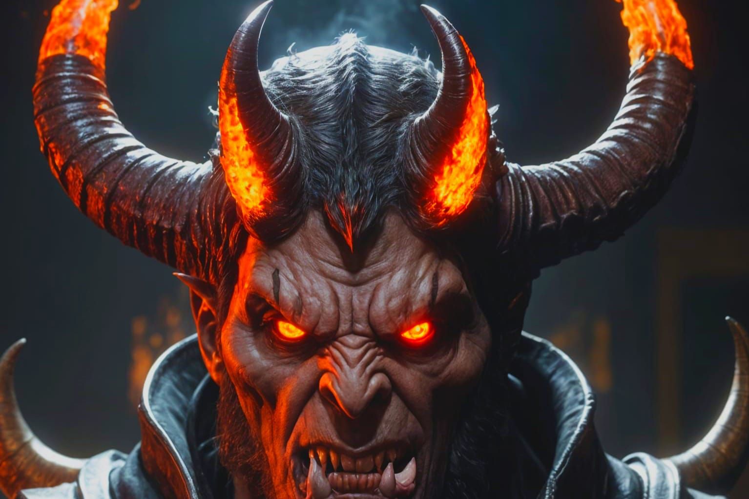 Demonic Monster with Devil Horns in 3D