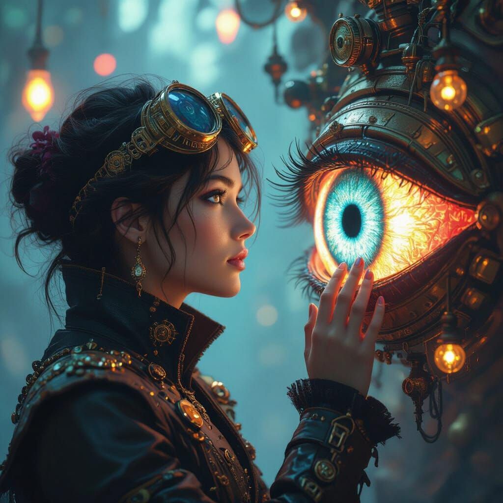 Steampunk Vision: Mystical Eye Encounter