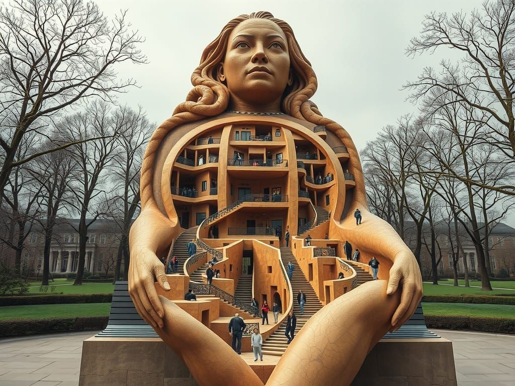 Colossal Woman: Inner Labyrinth of Impossible Architecture