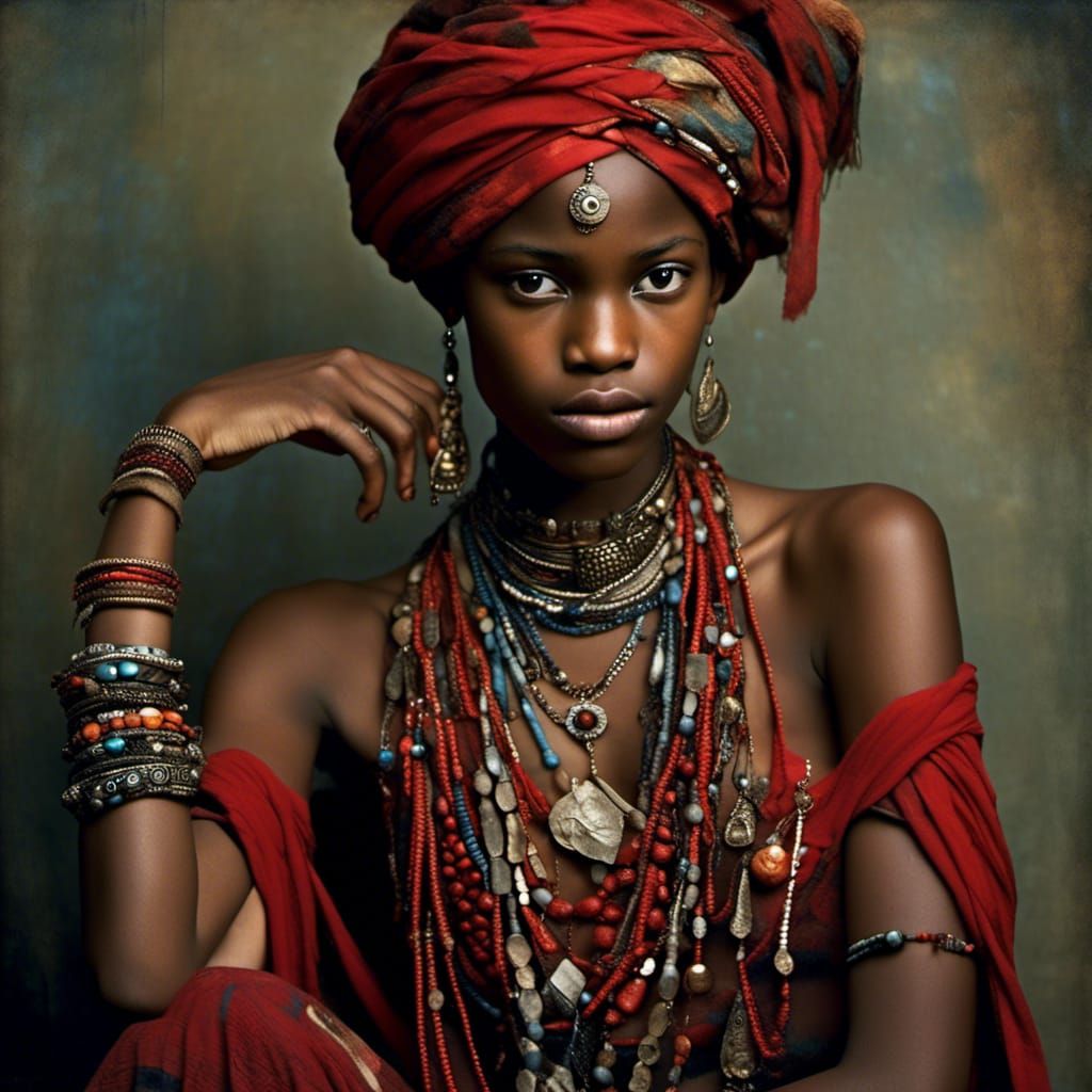 Shy Princess with Mayan Ornaments in Fantasy Art