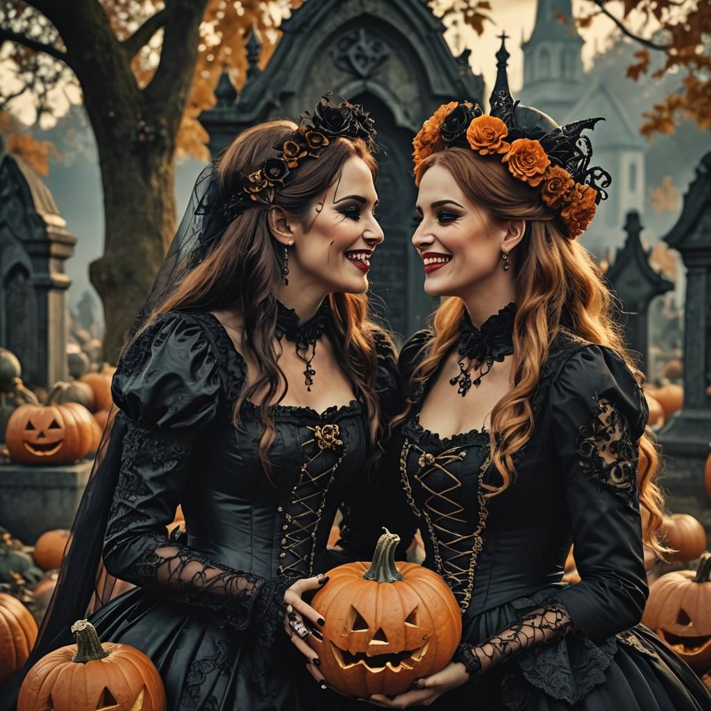Cyber Goth and Victorian Halloween Wedding