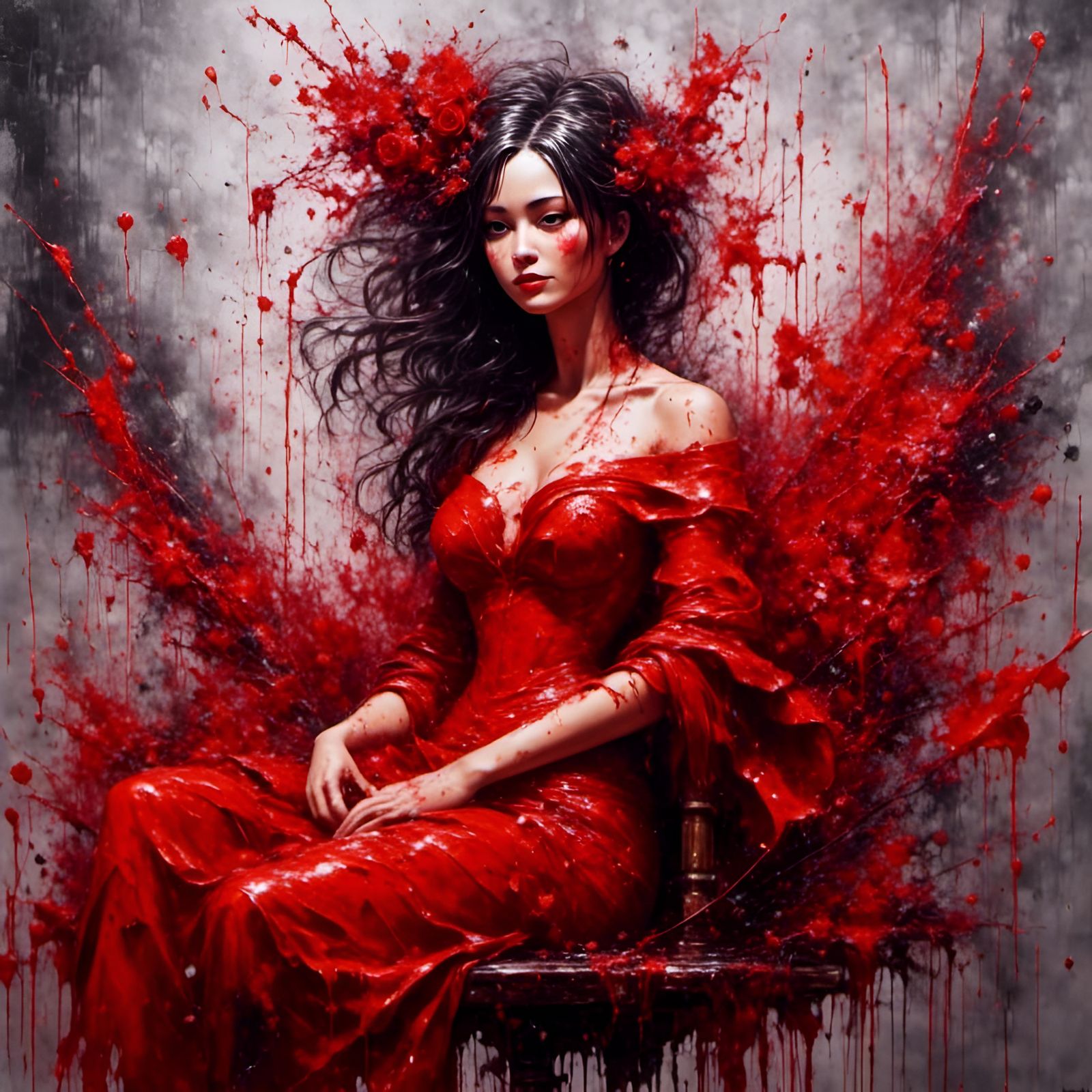 Femme Fatale: Lady in Red, Impressionist Graffiti