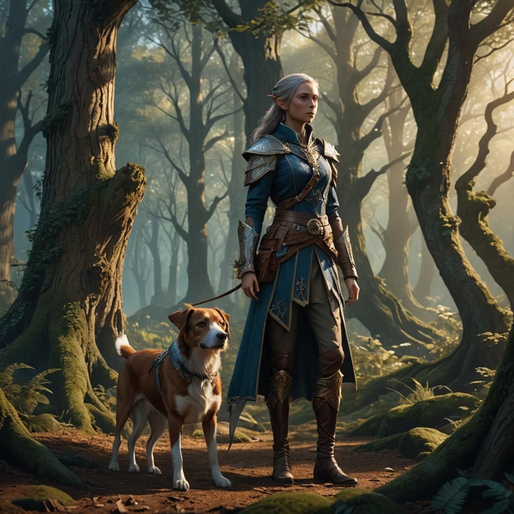 Elf Aristocrat in Mystical Forest, Fantasy Art