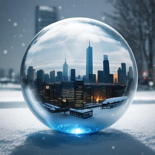 Snowy City in a Glass Ball