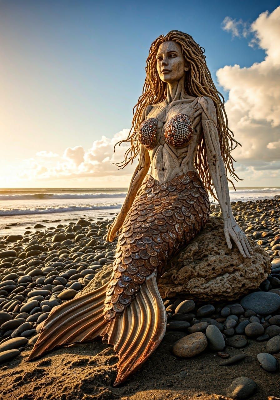 Ethereal Mermaid Driftwood Sculpture