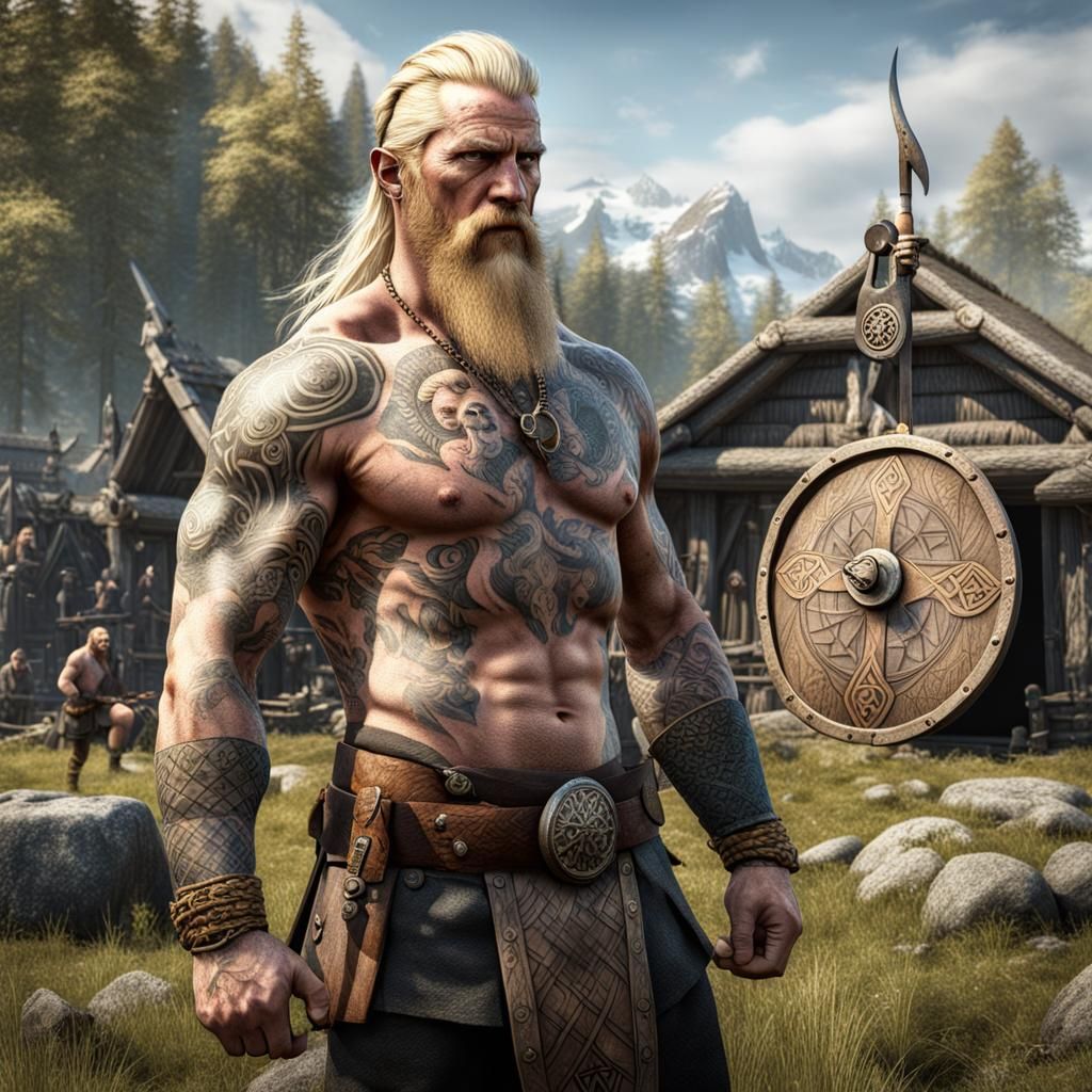 Nordic Vikings Playing Games at Valhalla