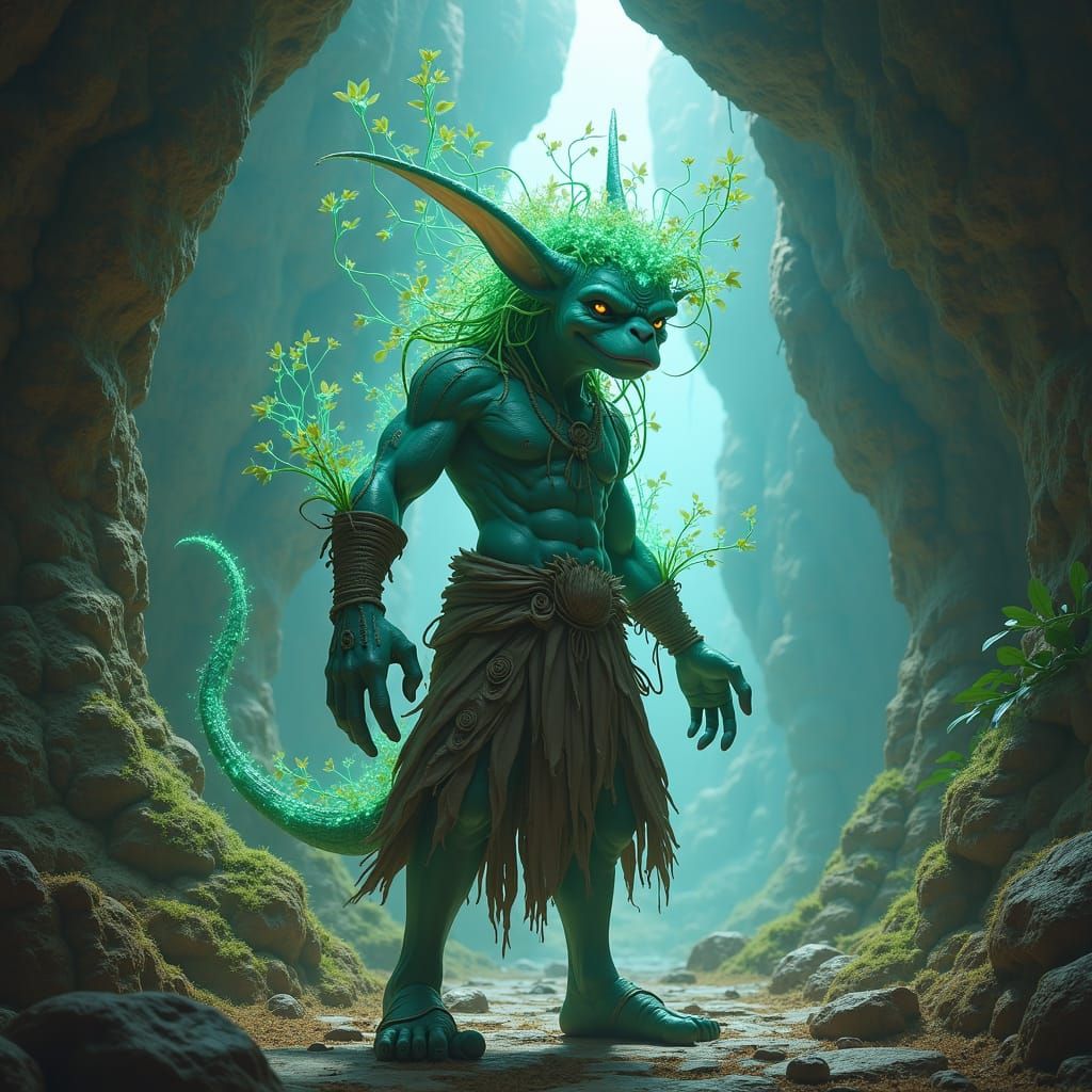 Goblinoid Guardian at Dungeon Entrance, Fantasy Concept Art