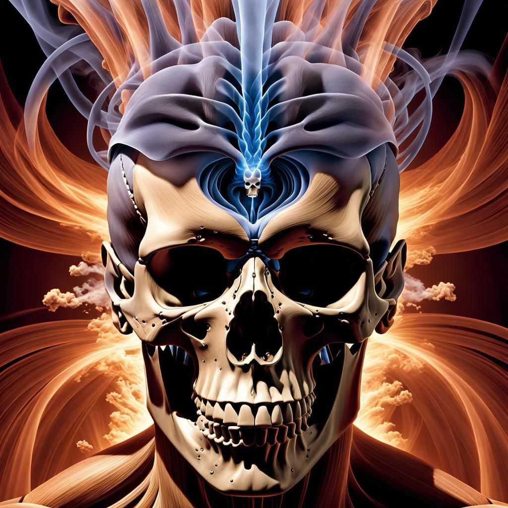 Anxiety: Exploded Head Graphic with Silk Smoke