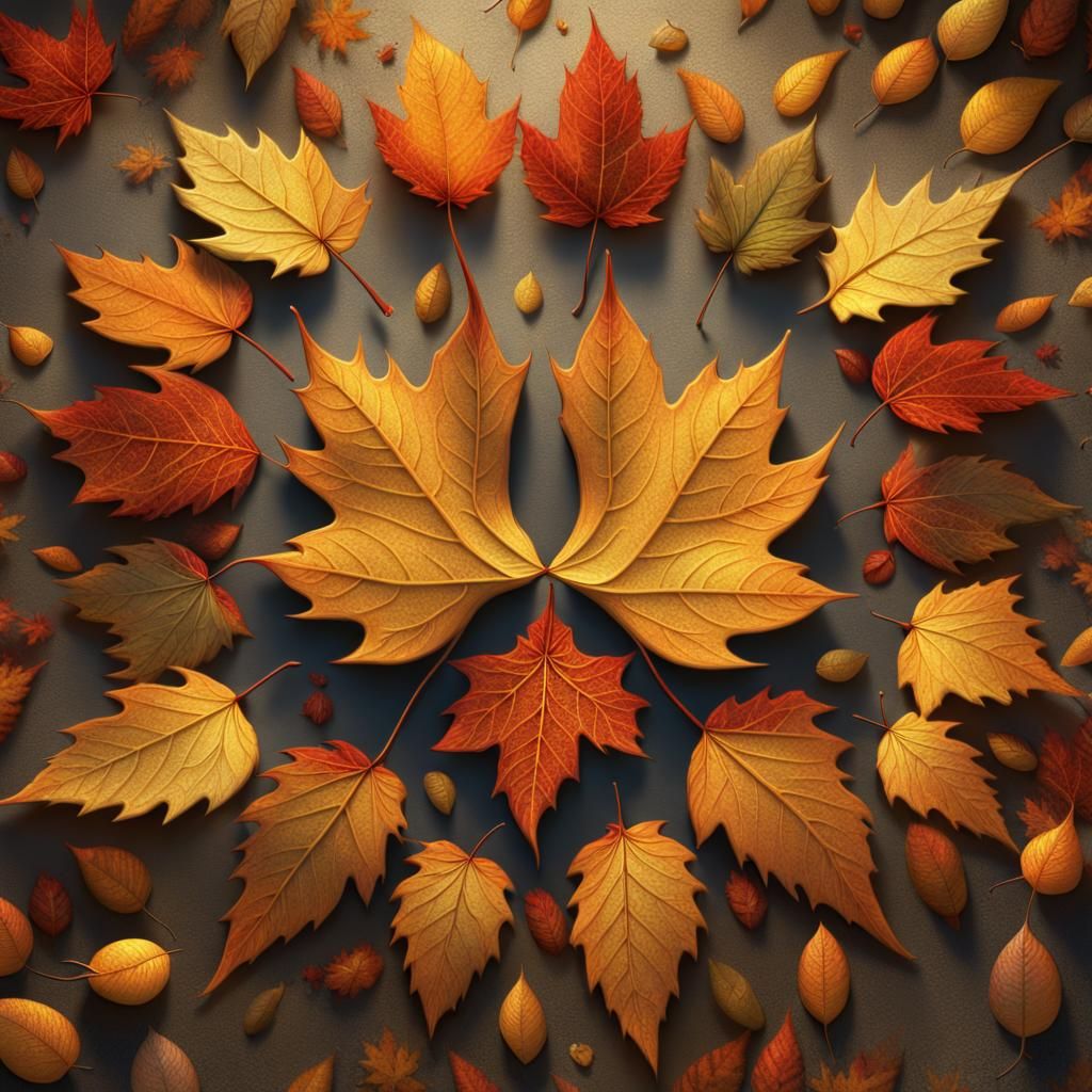Detailed Autumn Leaf Mandala Matte Painting