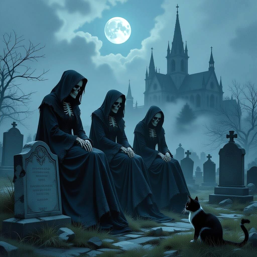 Undead Cemetery Scene in Goya Style