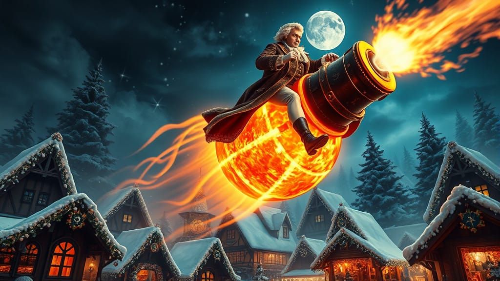 Gothic Aristocrat Soars on Molten Cannonball Above German We...