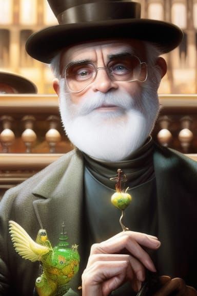 terry pratchett portrait oil painting of a true wizard