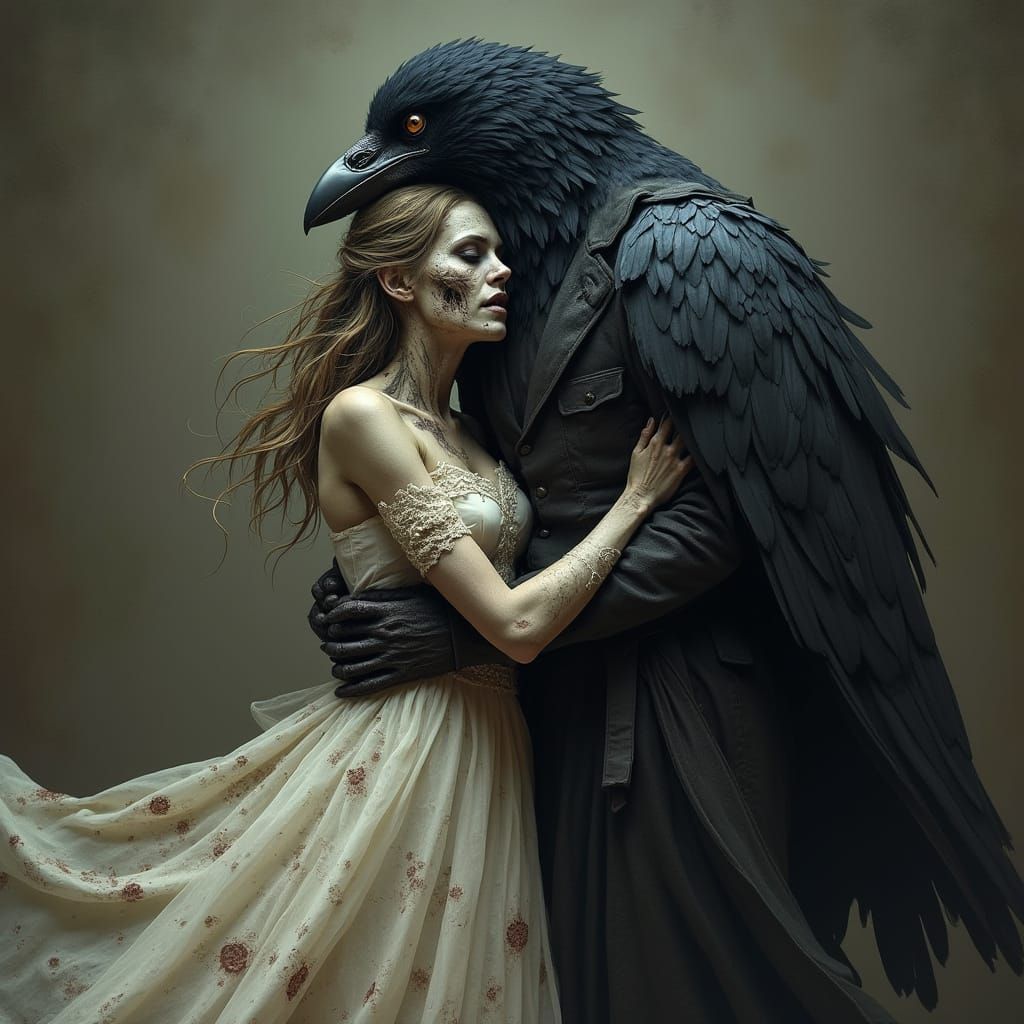 Zombie and Birdman hug