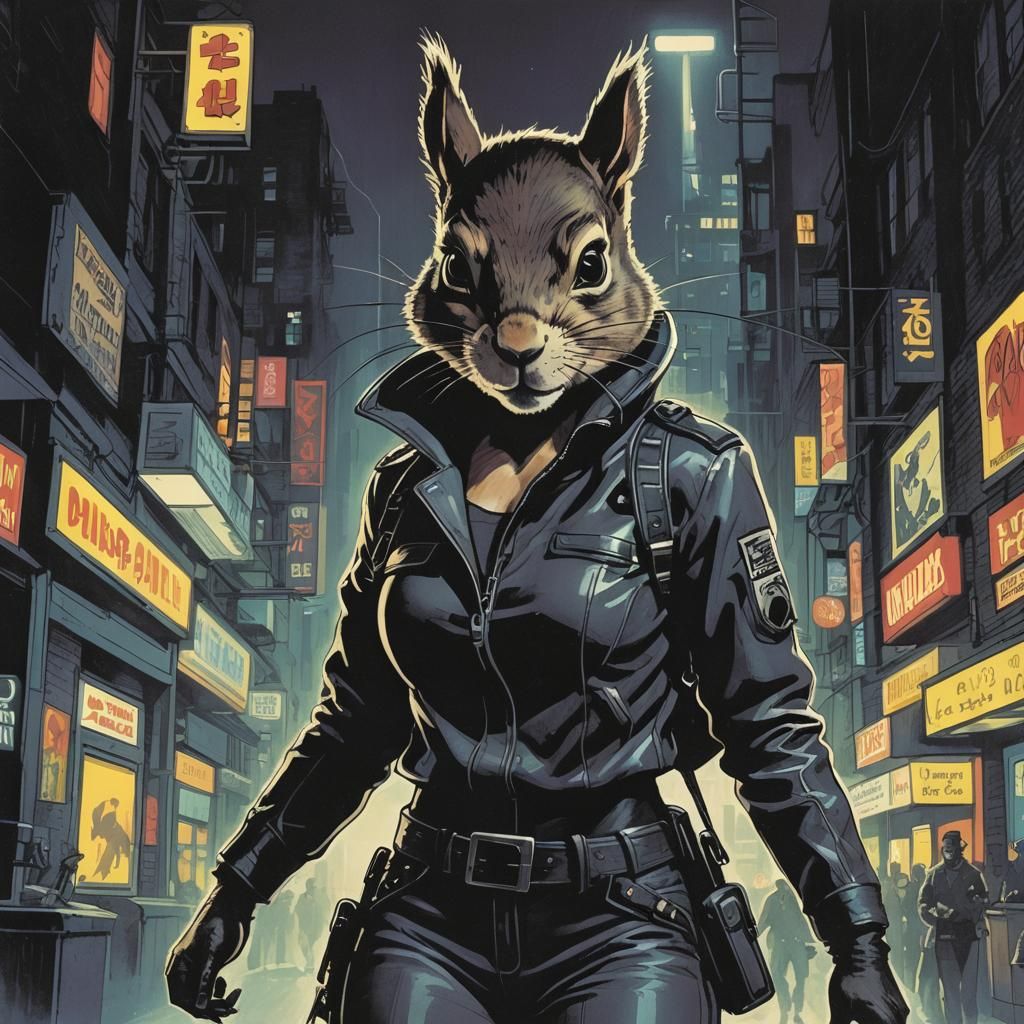 Noir Squirrel Thief in Pulp Magazine Style