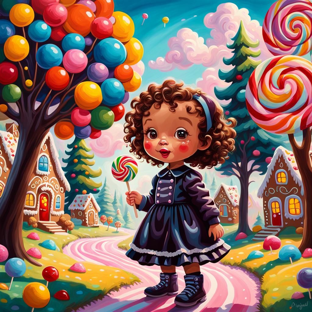 Candy Land Lollipop: A Vibrant Oil Painting