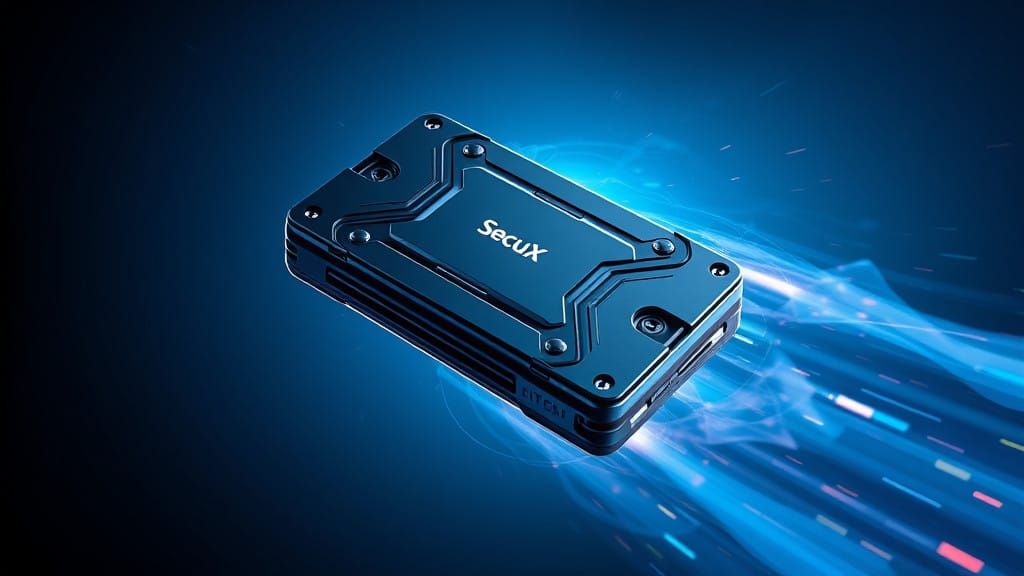 Cyberpunk Hardware Wallet in Motion, Epic Masterpiece