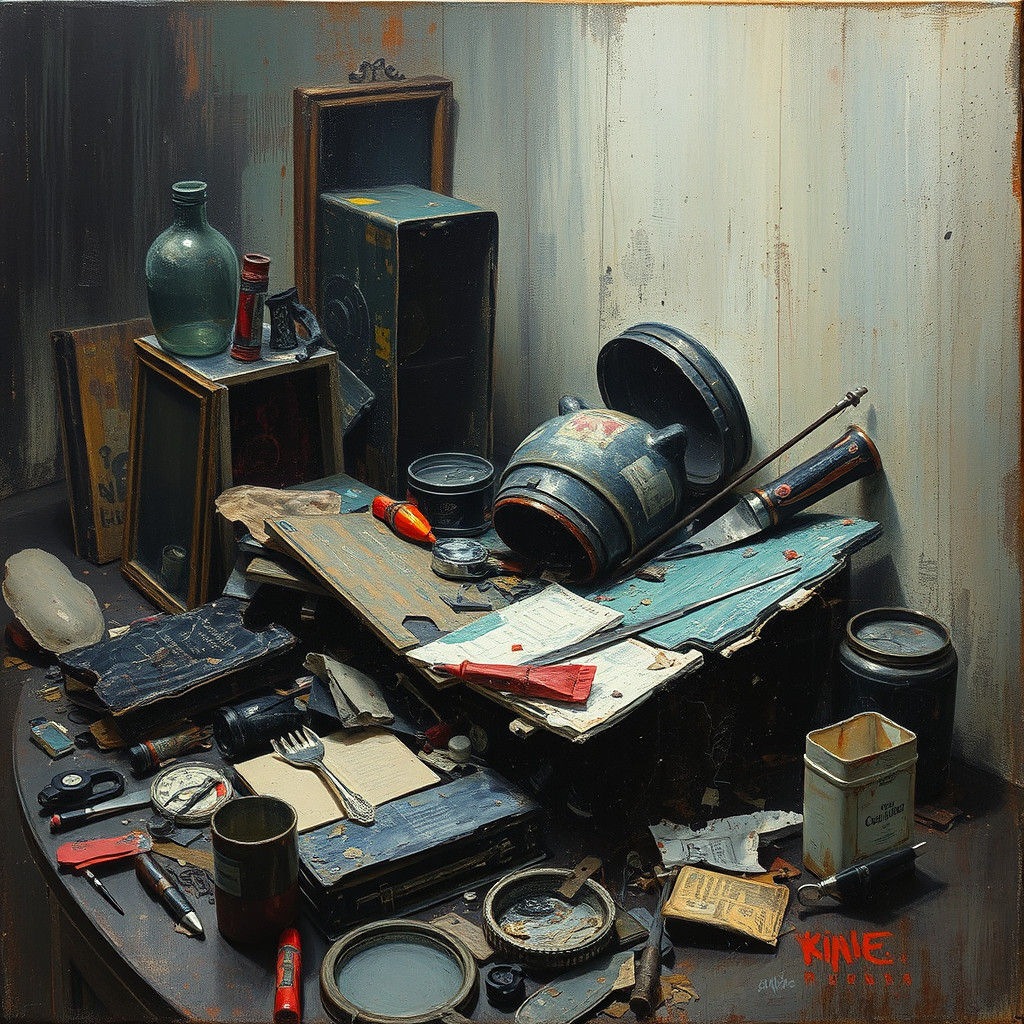 Abstract Expressionist Broken Objects in Impasto Style