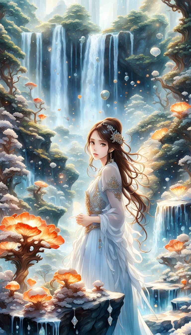 Taiwanese Teen Girl with Agates in Line Art