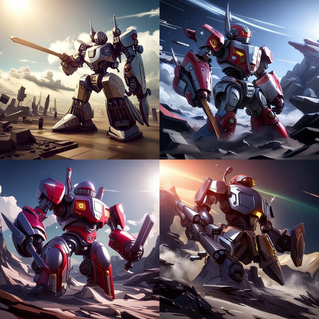 Anime Robot Knight in Epic Space Battle