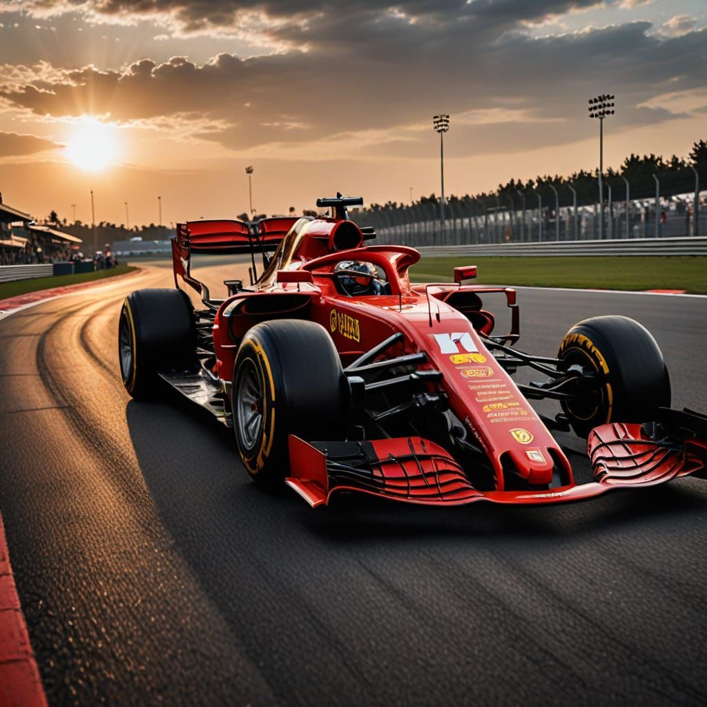 Charles Leclerc Driving Formula One Car in Digital Art