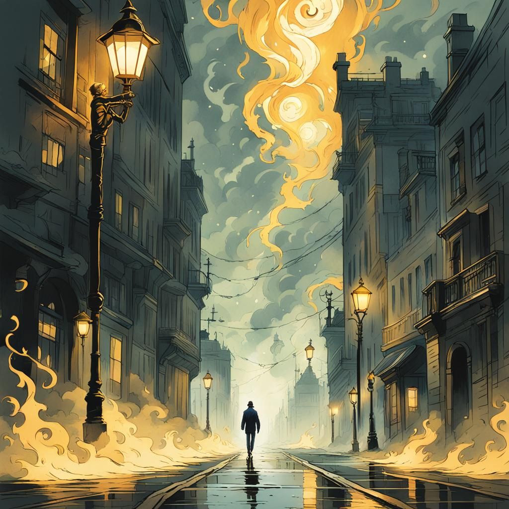 Ethereal Figure in Fog, Comic Book Art