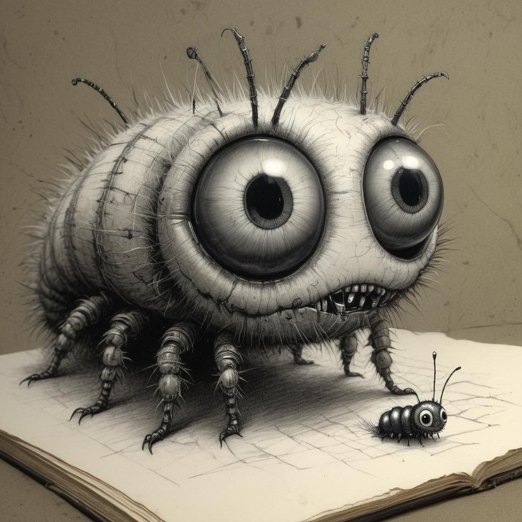 Creepy Cute Caterpillar Crawling Out of Doll Eye