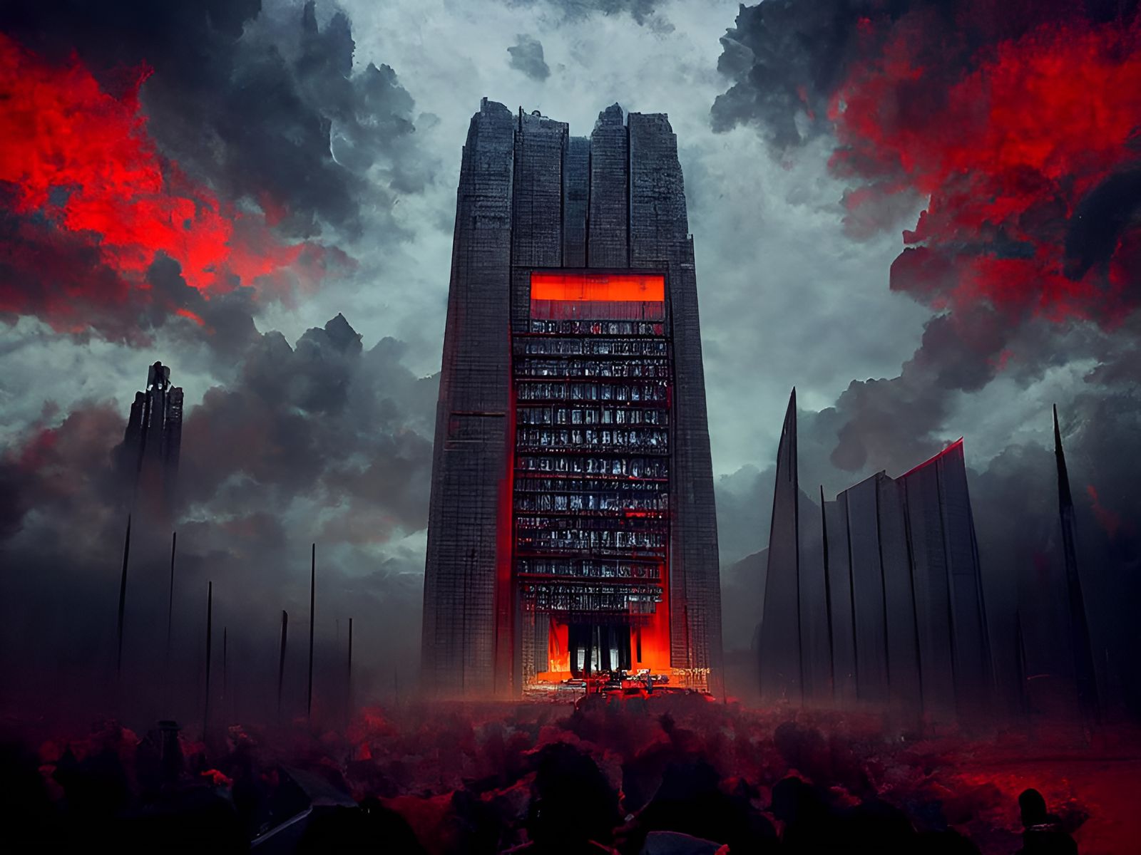 Dystopian Autocracy Government Building in Brutalist Style