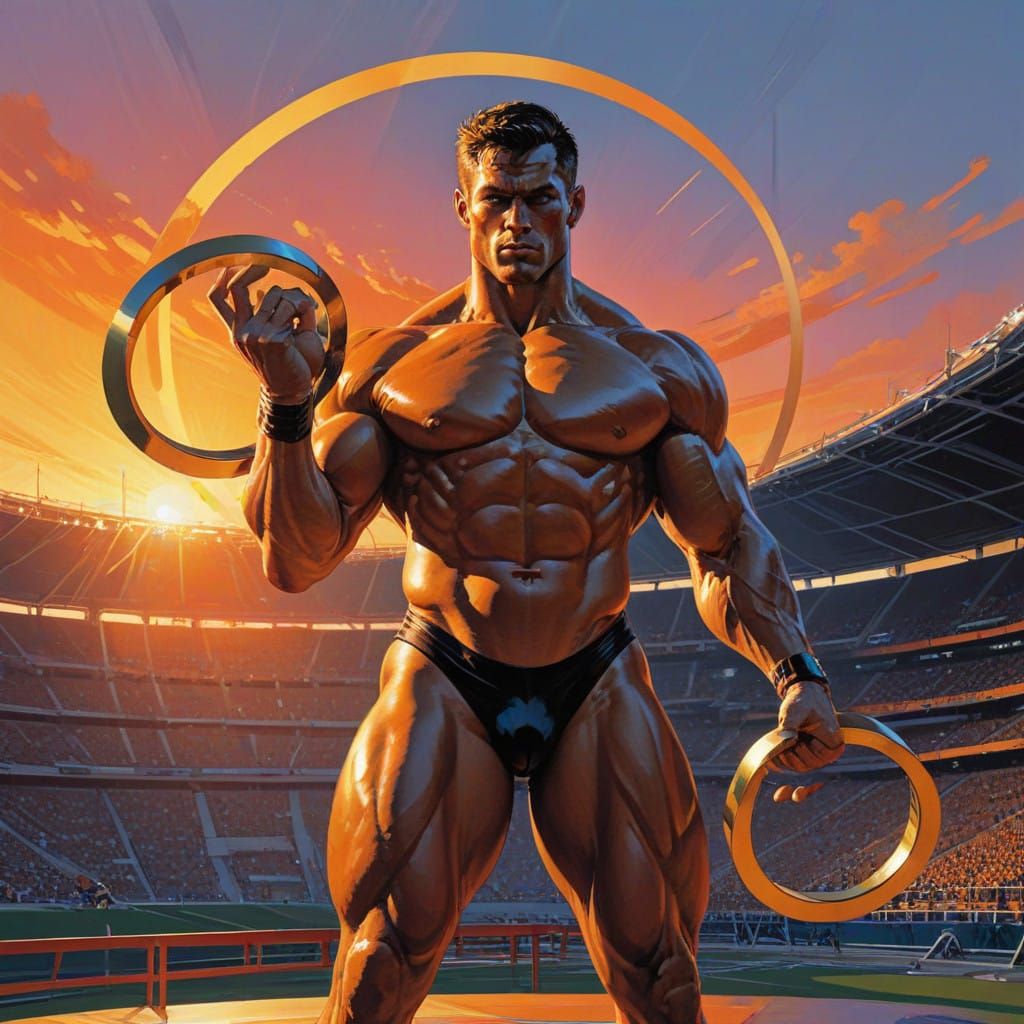 Olympic Champion Strength in Golden Olympic Rings