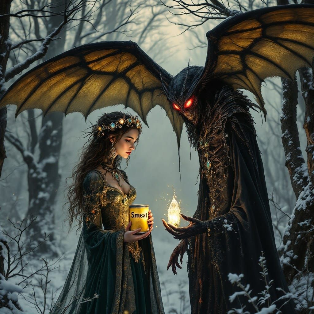 Medieval Princess and Mothman Stare at Smeat