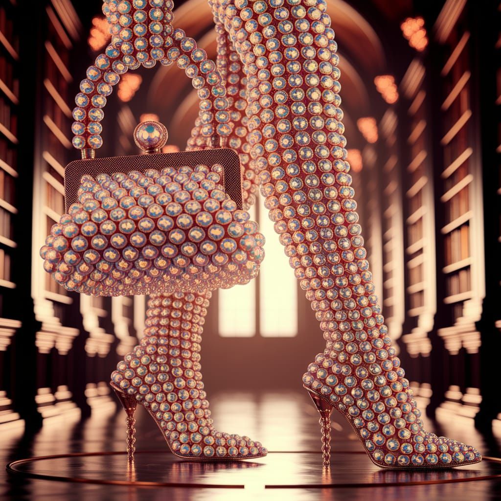 Woman with Iridescent Glass Beads in Rutkowski Style