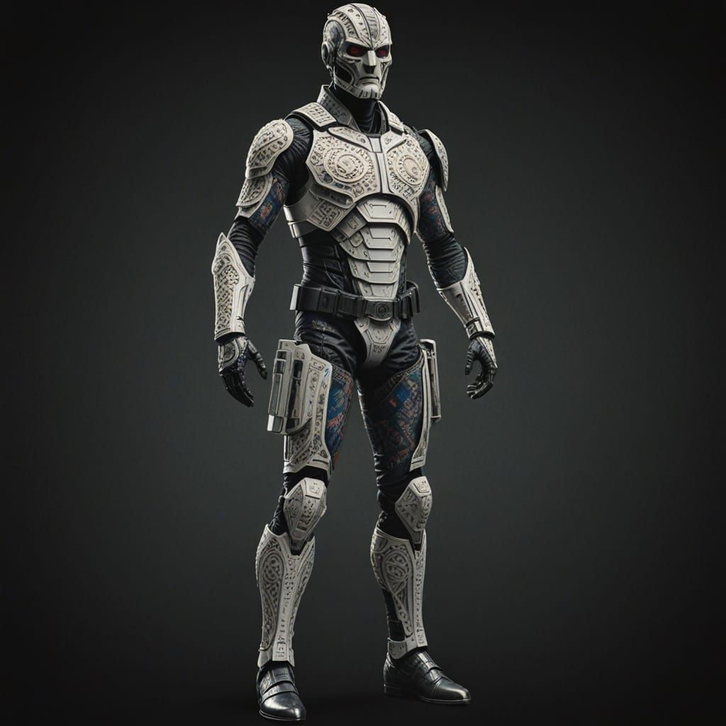 Epic Cinematic Film Still with Heroic Figure in Vibrant Cost...