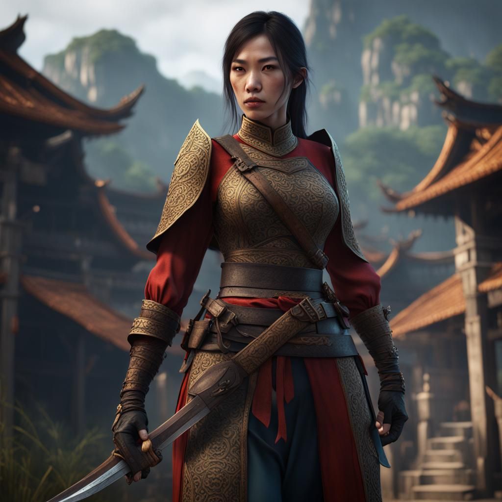 Medieval Vietnamese Assassin in Detailed Matte Painting