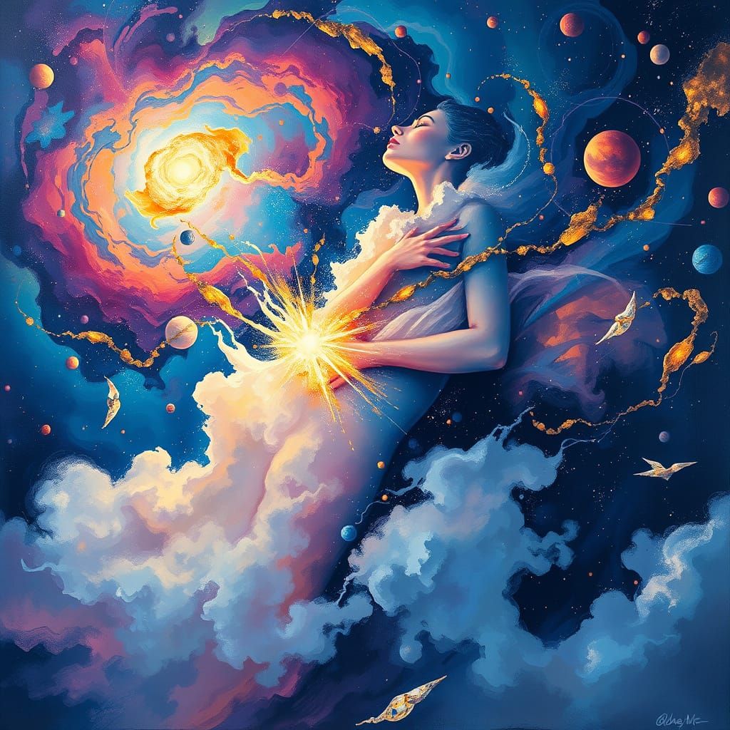 Ethereal Cosmos Portrait in Vibrant Dreamlike Universe