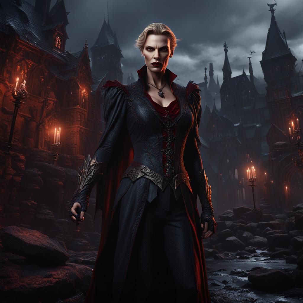 Natasha Henstridge as a Vampire in Detailed Matte Painting
