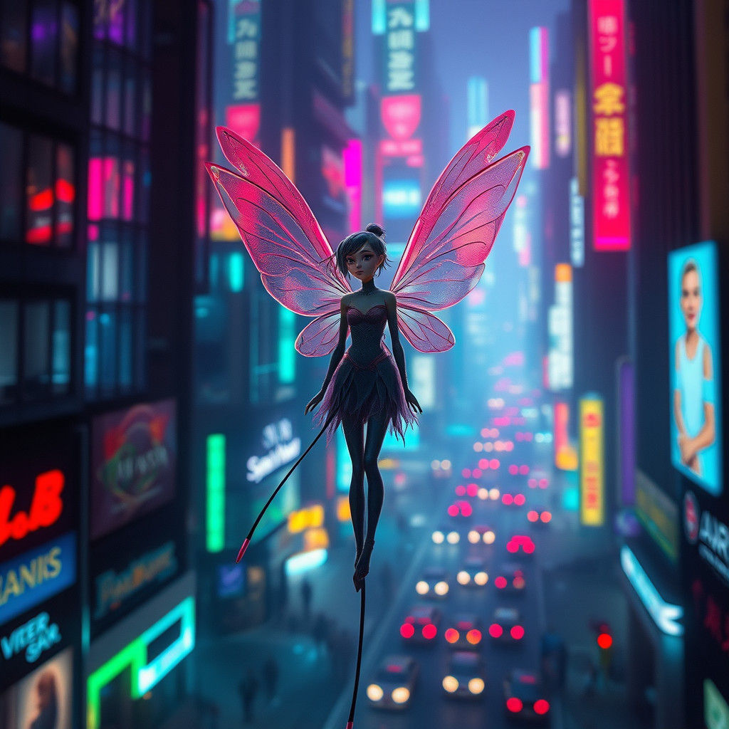 Fairy in City Lights: A Digital Masterpiece