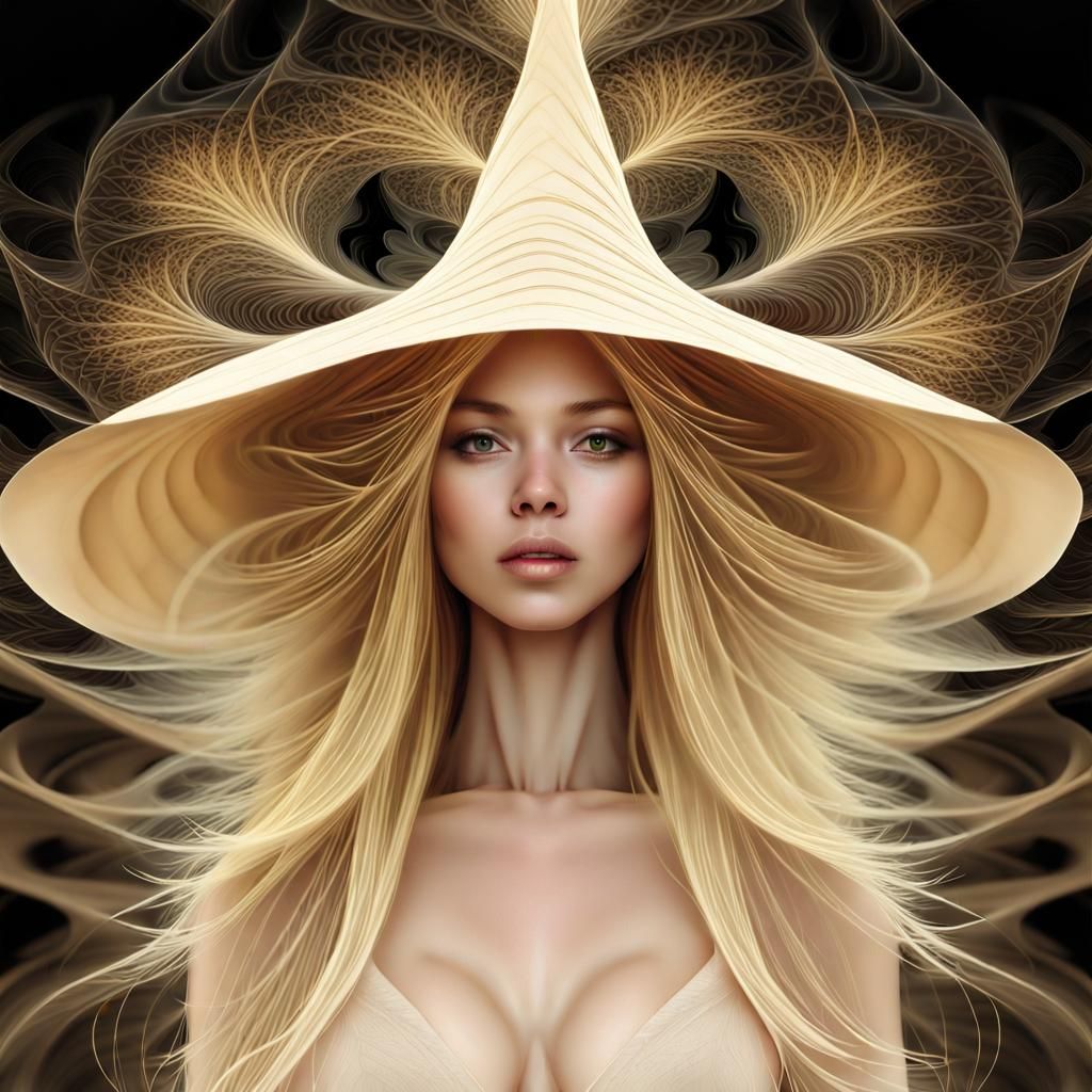 Ethereal Nymph Witch Portrait in Fractal Style