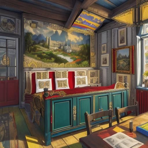 English Village in Children's Encyclopedia Style