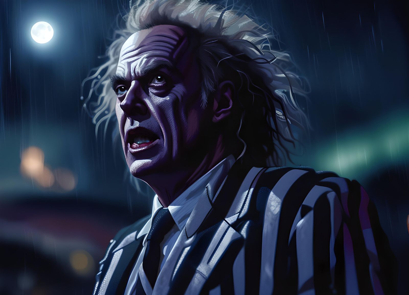 Michael Keaton as Beetlejuice in Photorealistic Style