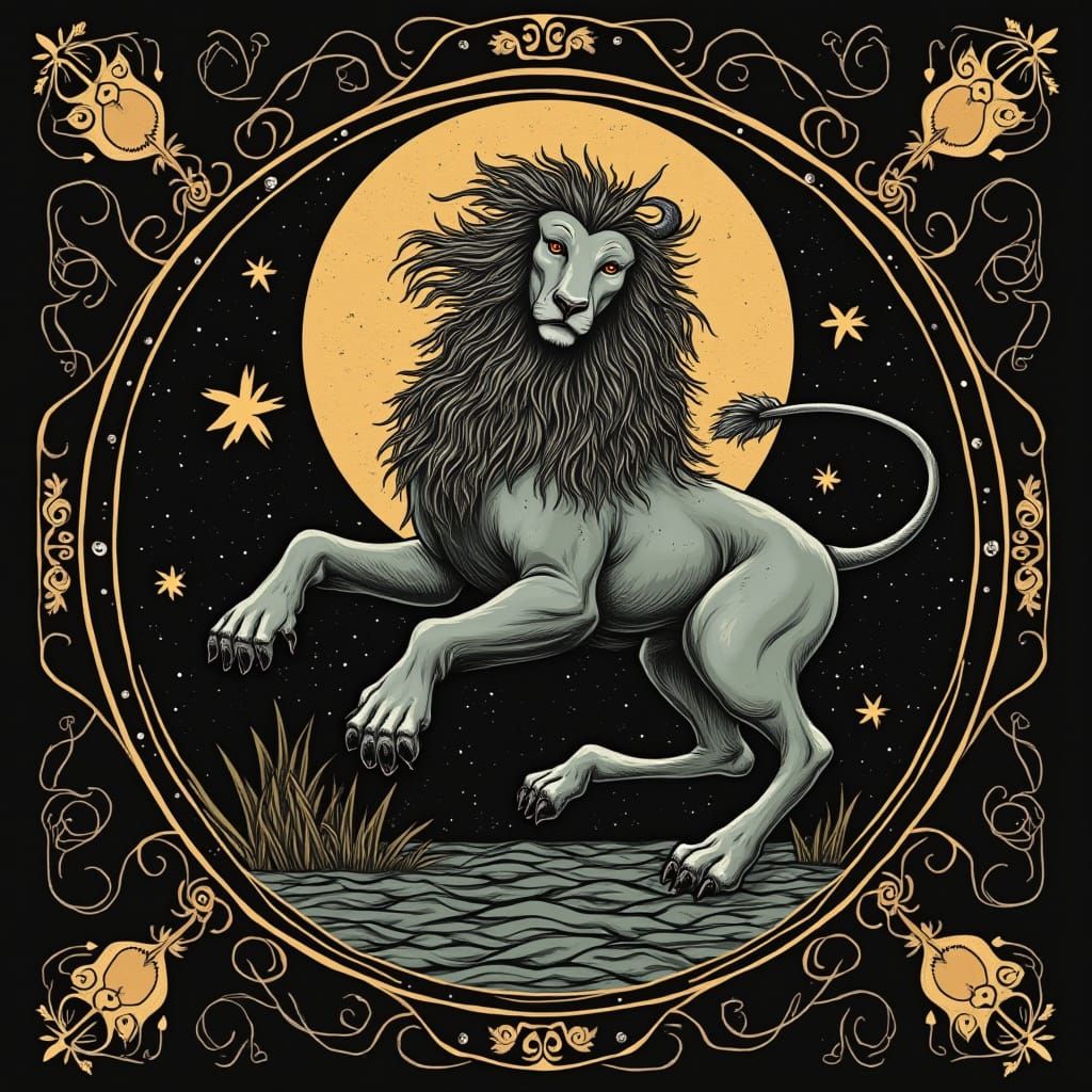 Majestic Gothic Lion in the Night