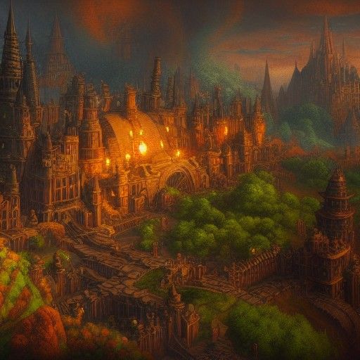 Fantastical Discworld Matte Painting in Deep Color