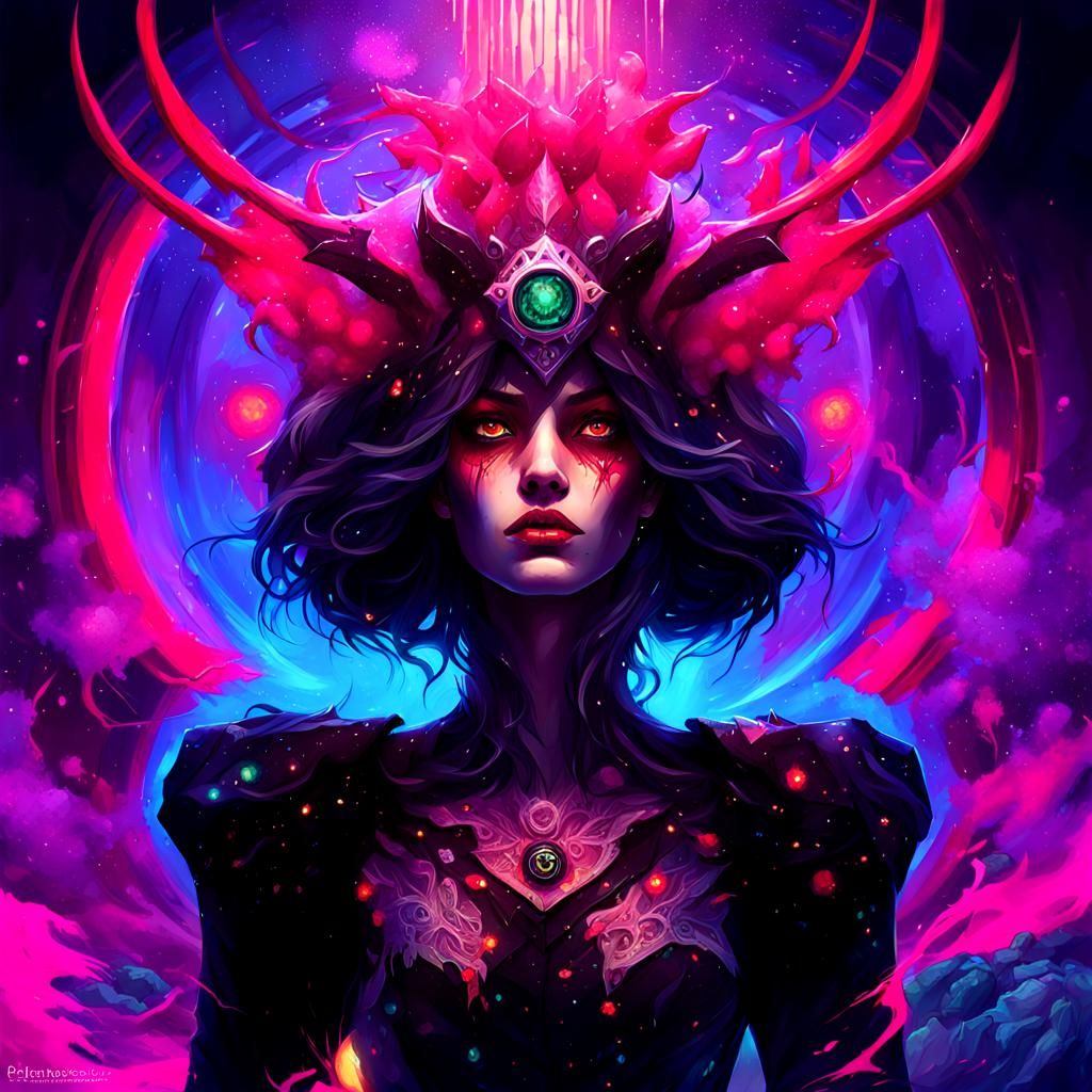Sacred Geometry Fey Demon in Quantum Explosion