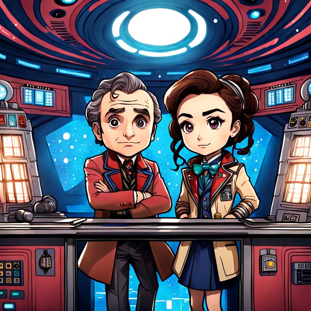 Chibi Portrait: Seventh Doctor and The Rani in TARDIS