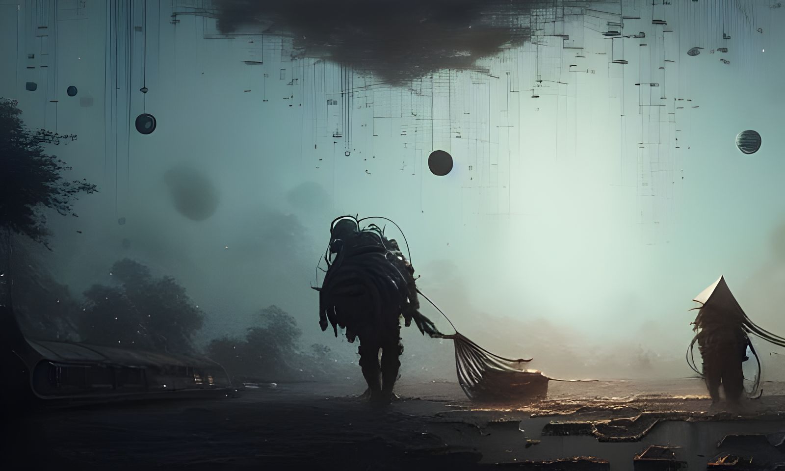 Intricate Carbon Orbs in Spacefaring Matte Painting