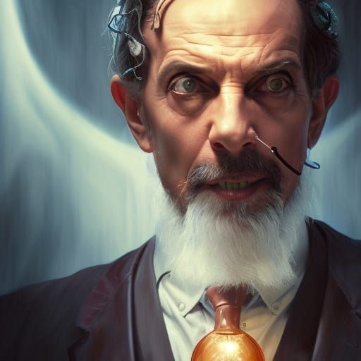 Sinister Doctor Examines Heart: Dramatic Portrait