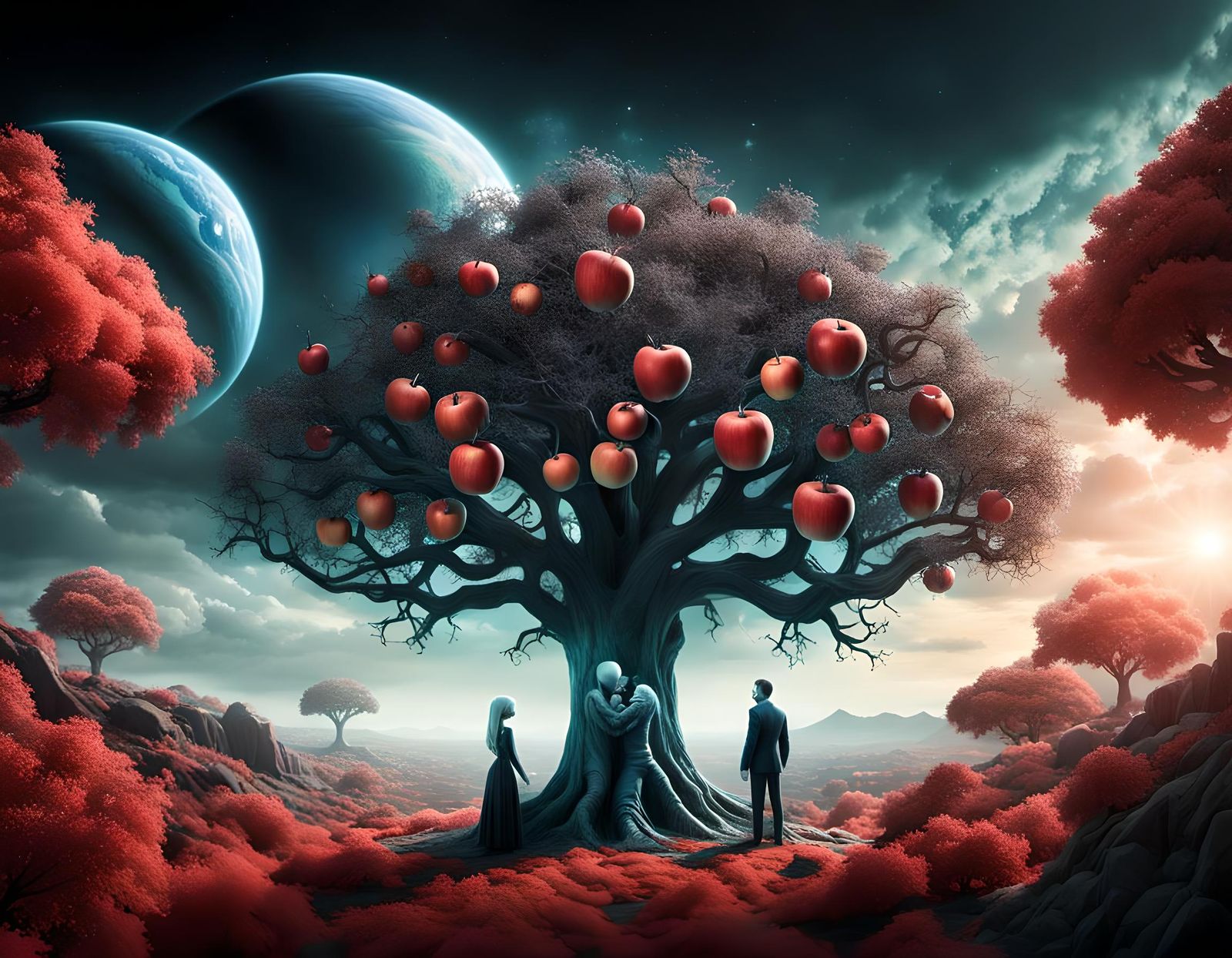 Alien Adam and Eve in Infrared Light