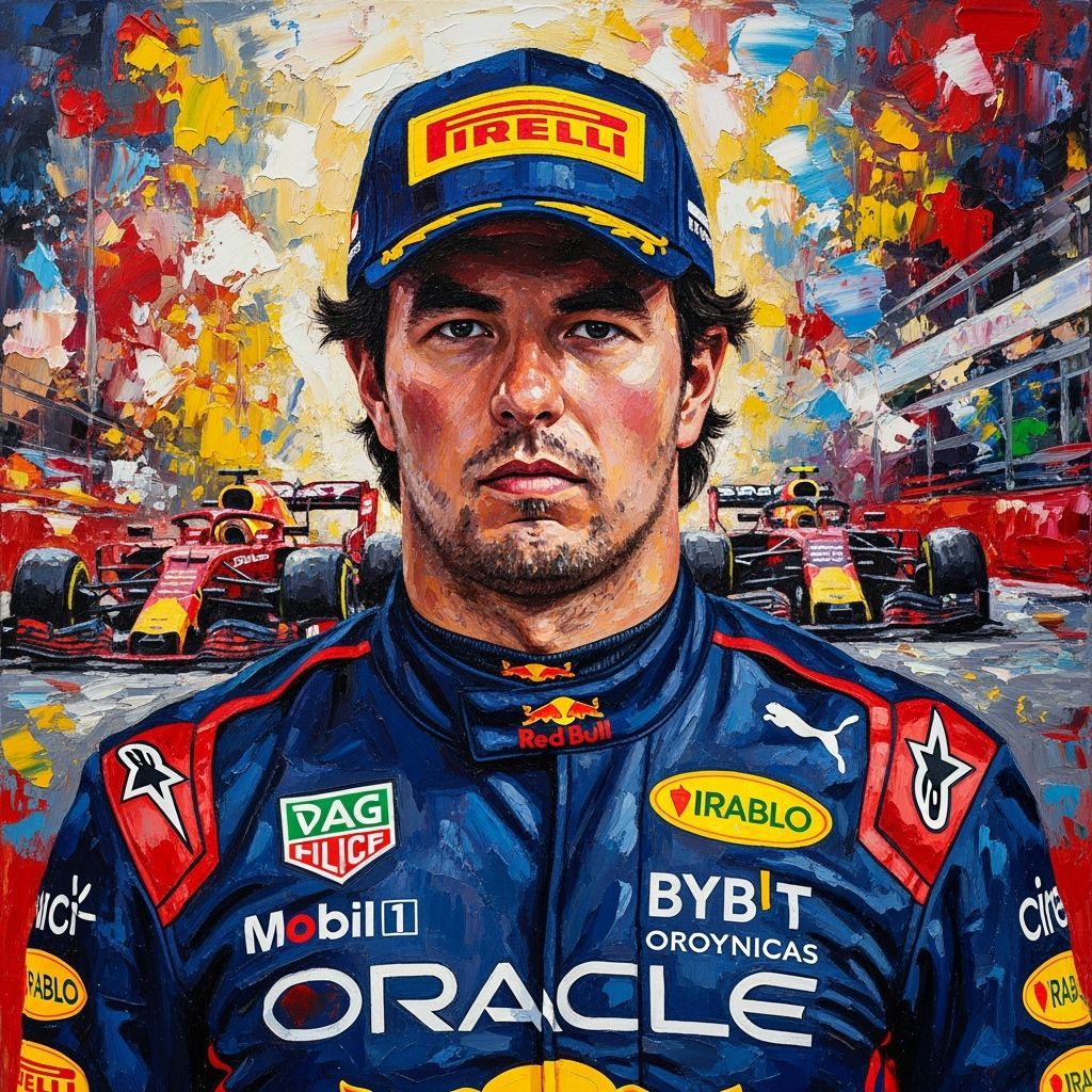 Sergio Perez Portrait in Expressionist Style