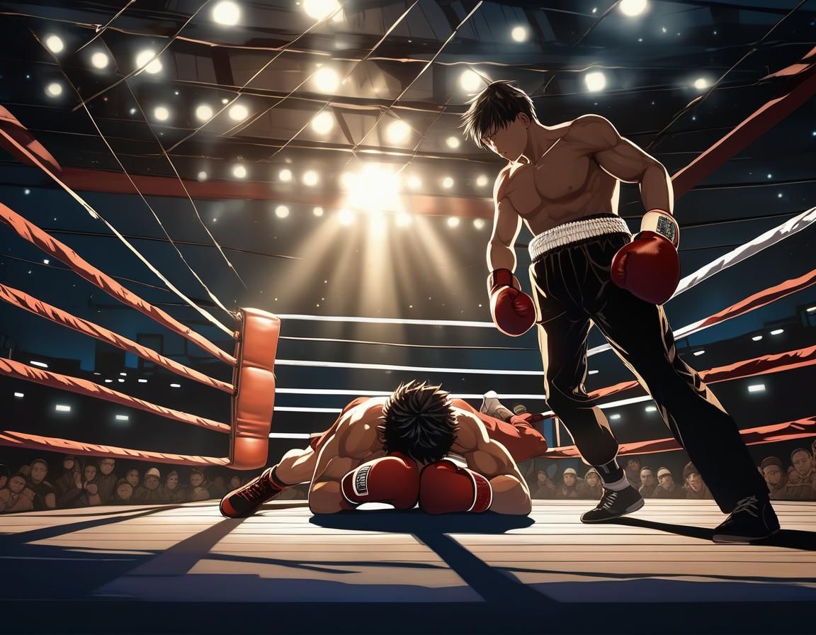 Anime Boxing Victory in Japanese Manga Style