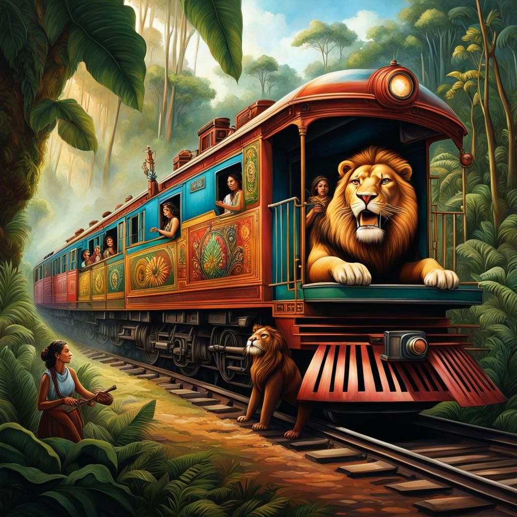 Amazon Train Ride: Hyperrealistic Splash Art