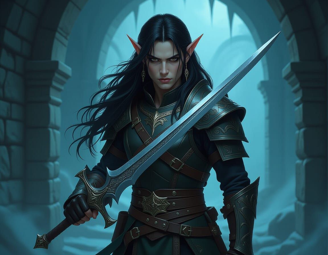 Night Elf Assassin in Ethereal Dungeon Scene