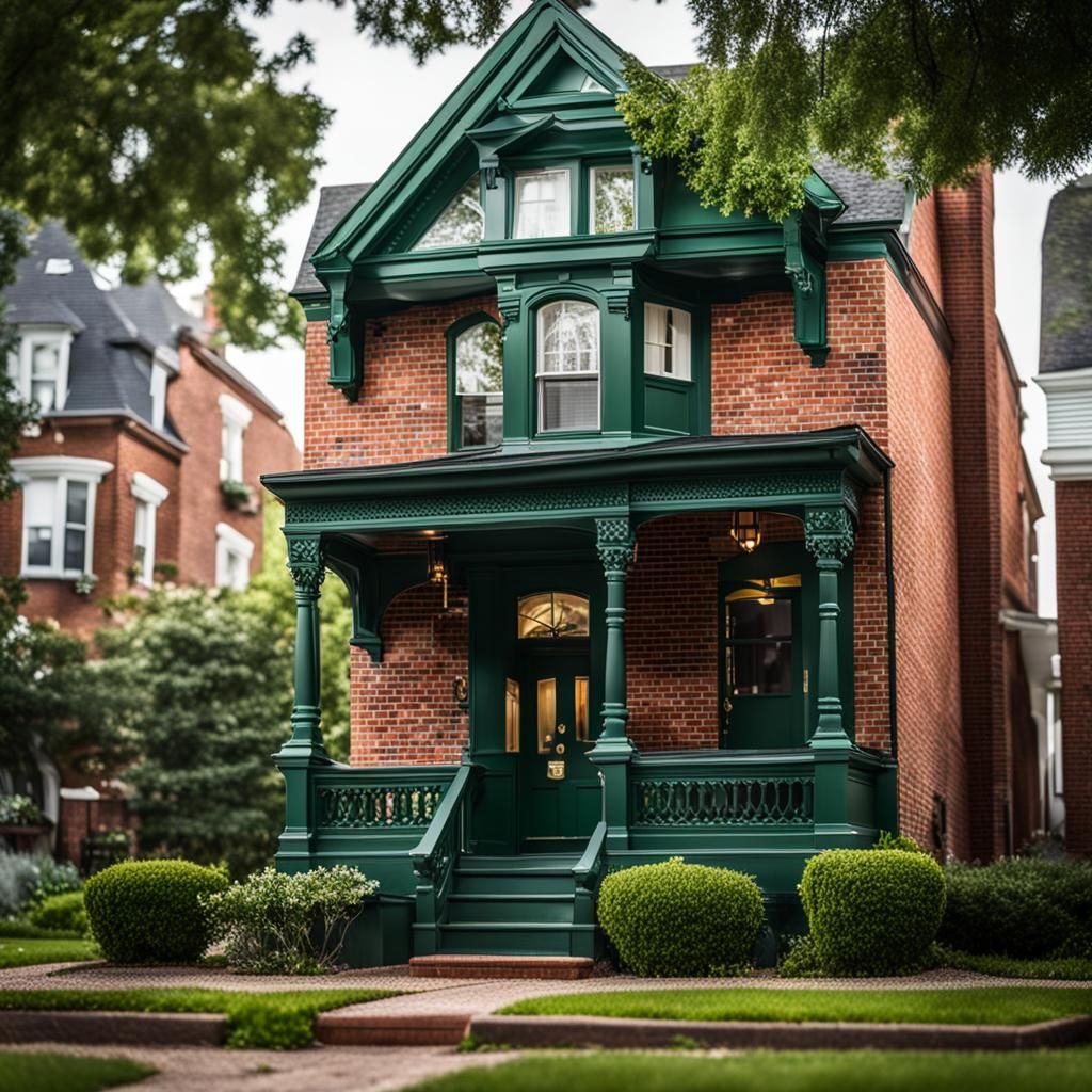 Victorian House with Green Trim: Professional Photo
